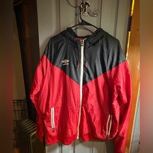 Umbro Men's Black and Red Windbreaker